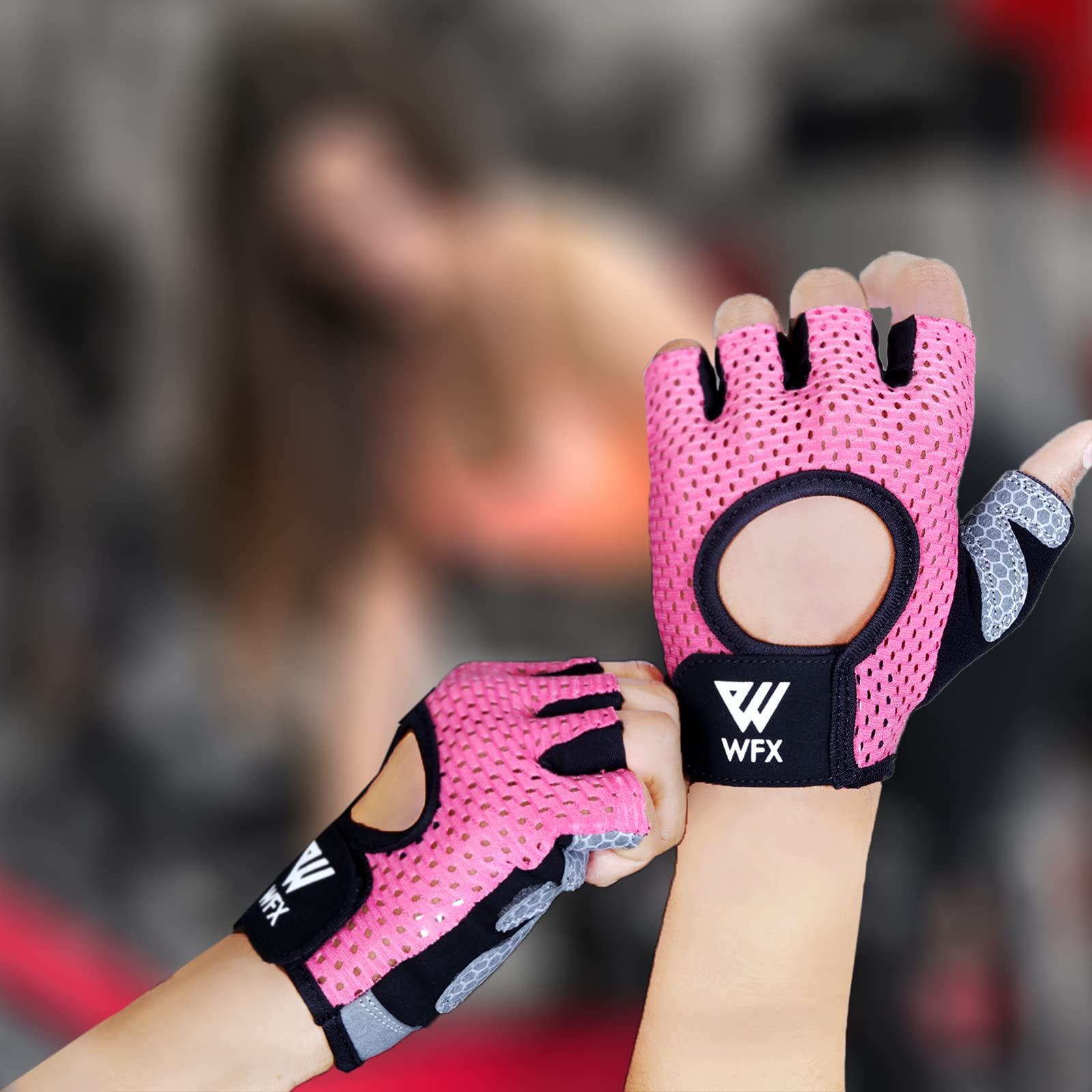 WESTWOOD FOX Weight Lifting Gloves with Wrist Wrap Support,Gym Gloves for Men and Women, Anti Slip, Breathable, Workout Training, Hanging, Pull-Ups, Dumbbell,Cycling (Pink Without Wrist Support, M)