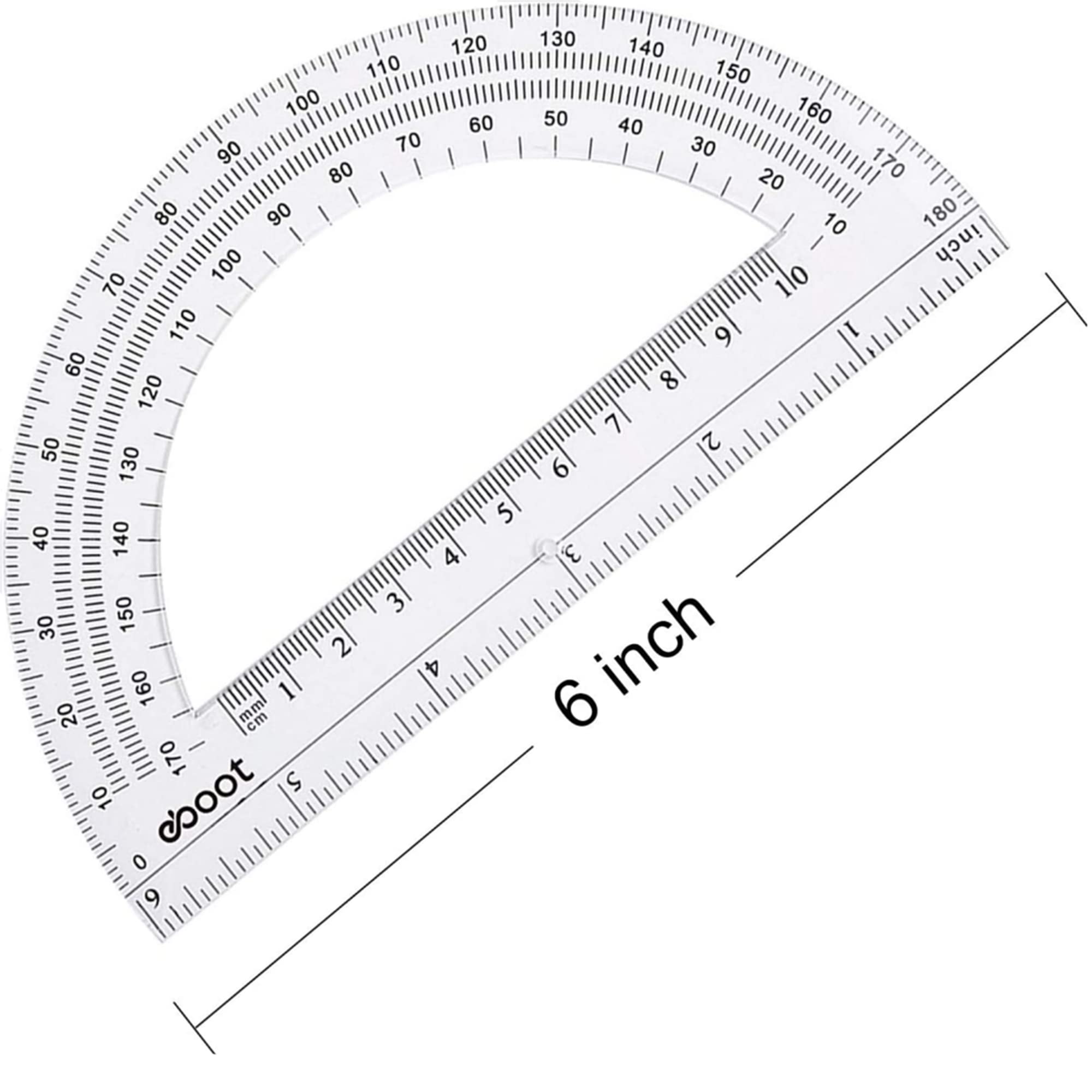 eBoot Plastic Protractor Protractor 180 Degrees, 4 Inch and 6 Inch, Clear, 2 Pieces