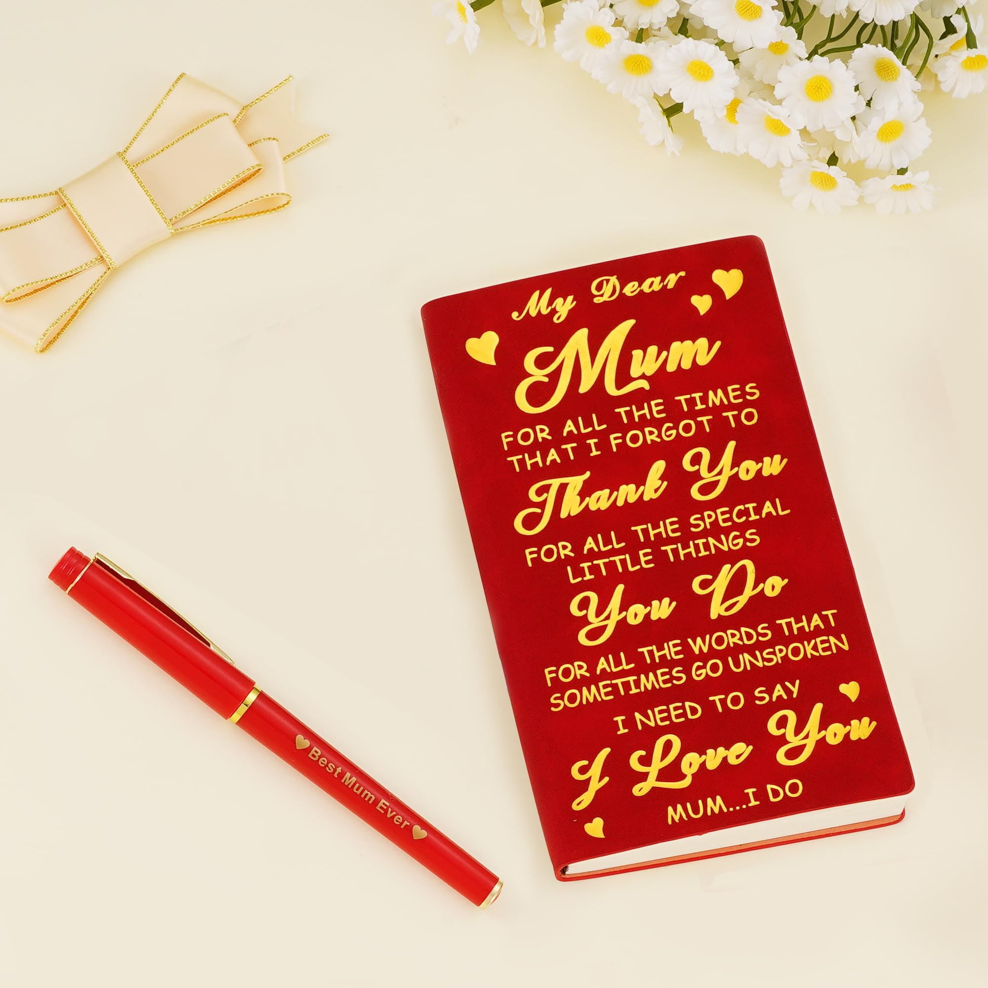 Echehi Birthday Gifts For Mum, Mum Presents For Birthday, A6 Journal With Touching Sayings, Ballpoint Pen, Feather Bookmark, Gift Box, Mum Gifts From Daughter Son