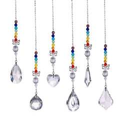 Firtink Sun Catchers for Windows, 6 PCS Crystal Suncatcher Glass Pendants Prism Hanging Ornament for Outdoor Garden Decorations Chimes Indoors Friendship Dream Rainbow Making for Mother's Day Gift