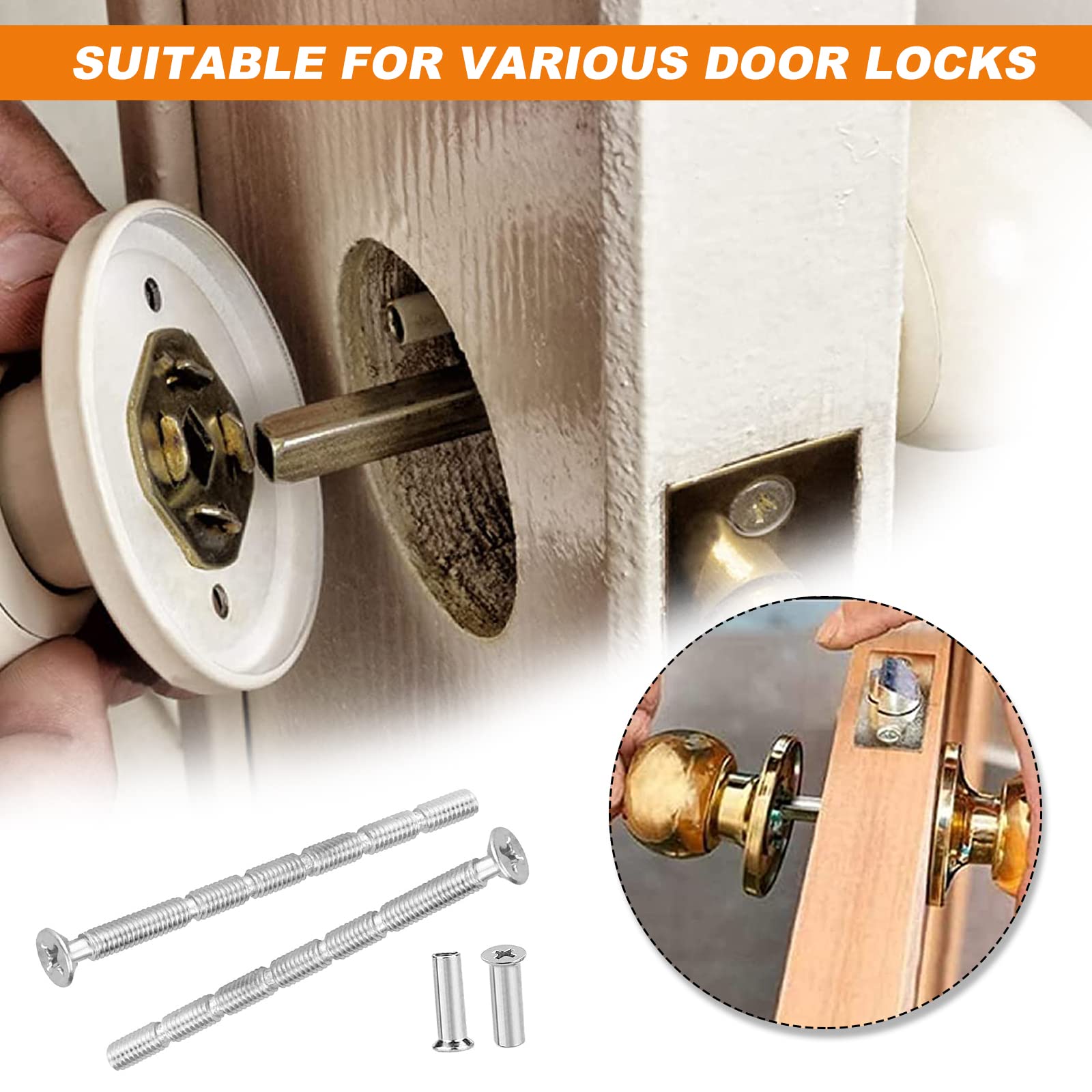 M3 Door Handle Fixing Screws and Sleeves, 30 Sets Door Handle Bolt Through Fixings Nickel Plated Connecting Screw for Doors Cabinet Drawers