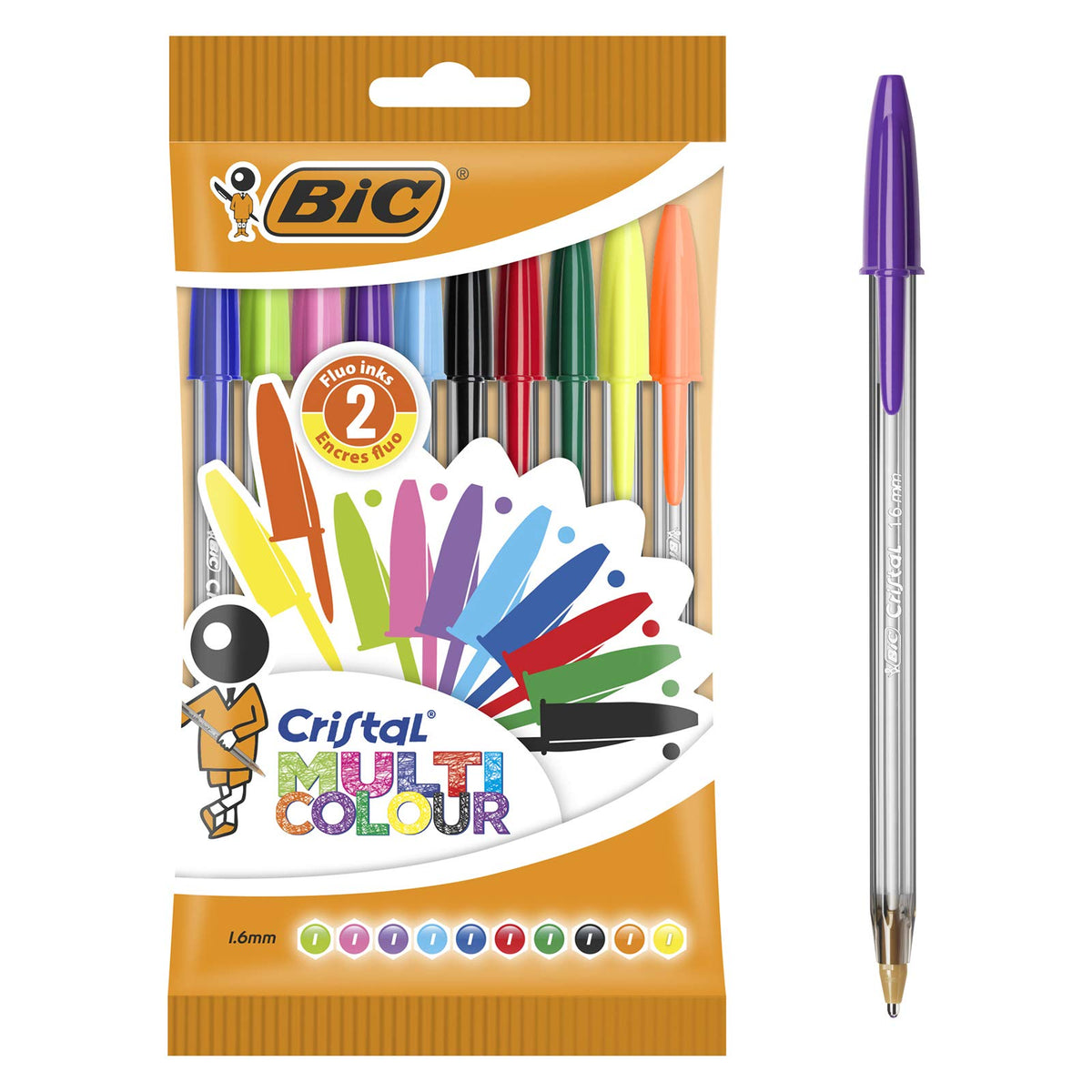 BIC Crystal Multicolour – Pen Bag Pack of 10 multicoloured