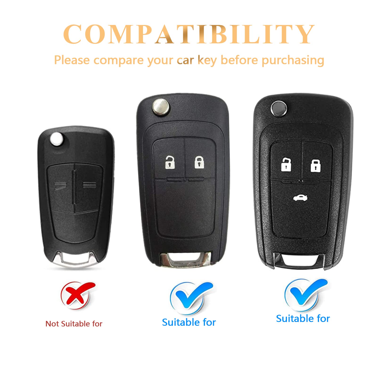 OFFCURVE Car Key Cover Car Key Case Key Fob Cover Car Key Protector Compatible with Chevrolet Aveo Spark Cruze Opel Vauxhall Adam Cascada Mokka Astra Buick Regal Lacrosse