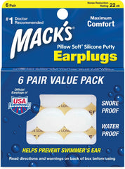 Macks Pillow Soft Moldable Silicone Putty Earplugs 6 Pairs x 3 (18 Pairs)