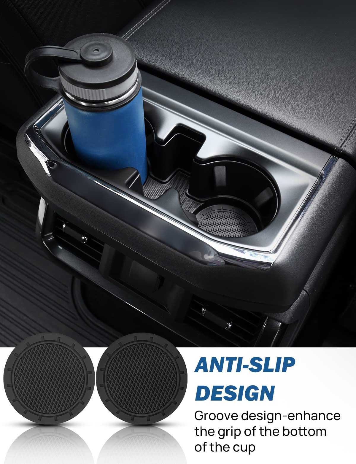 JOYTUTUS Car Cup Holder Coaster, 2.83 inch Universal Car Cup Holder Insert, 2 Pcs Universal Anti-Slip Shockproof Car Coasters for Cup Holders, Car Accessories for Car, SUV, Truck (Black)