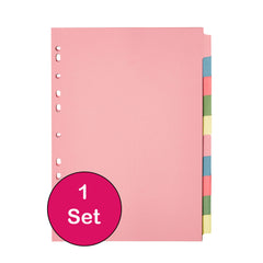 A4 File Dividers 10 Part   A4 Subject Dividers 10 Part Card Folder Dividers Multi Hole Punched in Assorted Colours   Fit All A4 Portrait File Dividers