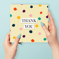 Thank You Card, Painted Style Polka Dots, Thank You Greeting Cards for Friend or Teacher, Thank You Card for Men or Women, Blank Inside, Kids Thank You Card, Wedding Thanks