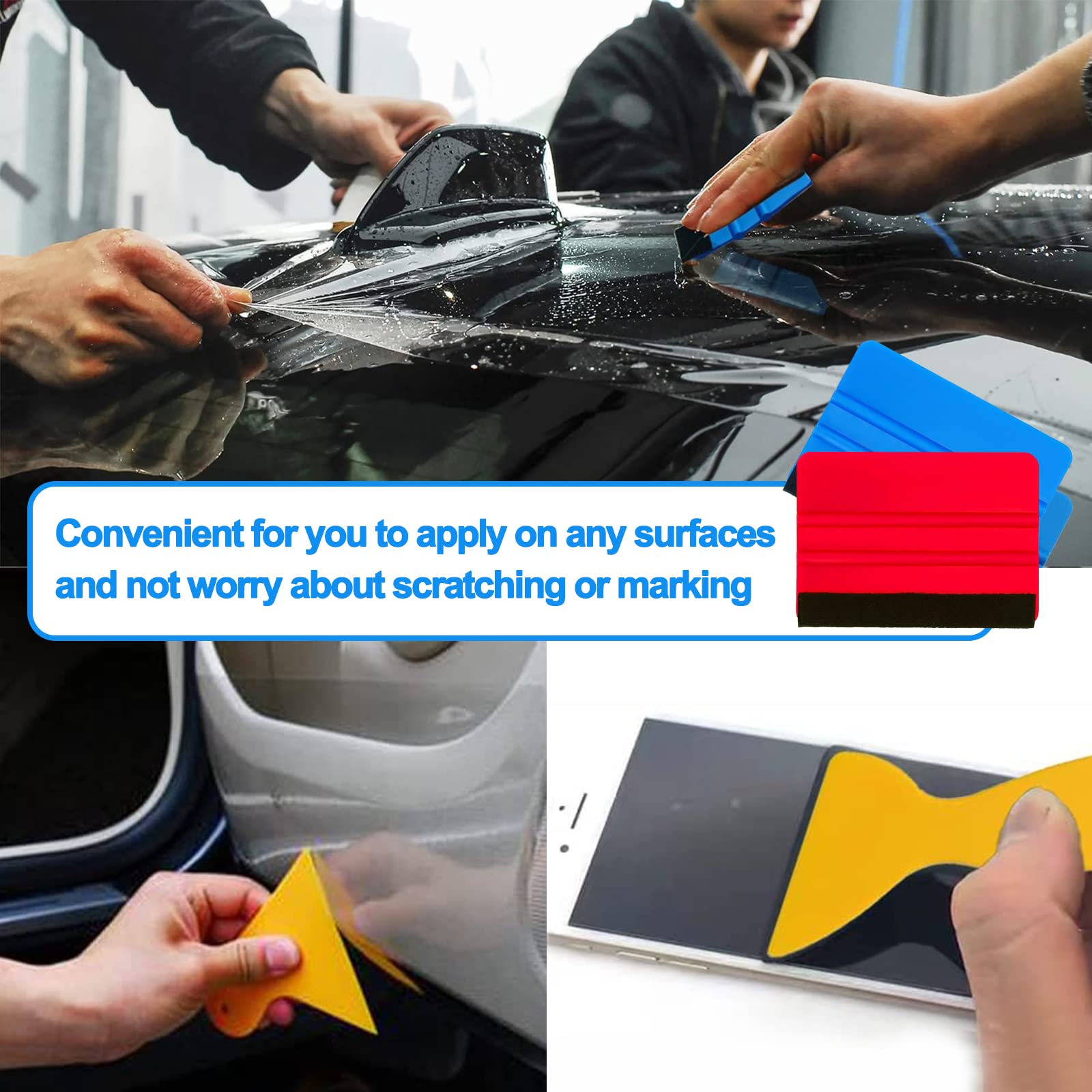 2 PCS Felt Edge Squeegee, Vinyl Wrap Squeegee Applicator Tools Car Wrapping Tool for Car Vinyl Wrap, Window Tint, Wallpaper, Decal Sticker Installation