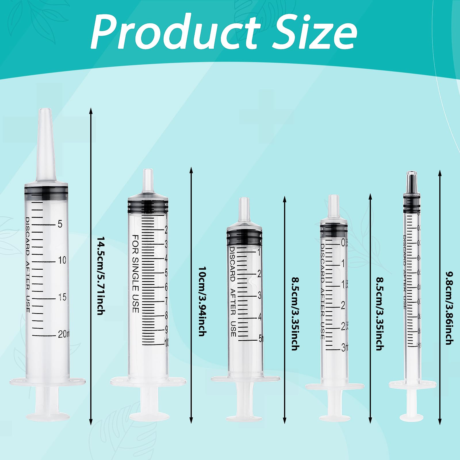 5PCS Plastic Syringes -1ml 3ml 5ml 10ml 20ml Measuring Syringe, Feeding Syringe for Pets, No Needle Syringes with Measurement for Scientific Labs, Watering, Refilling, Glue Applicator