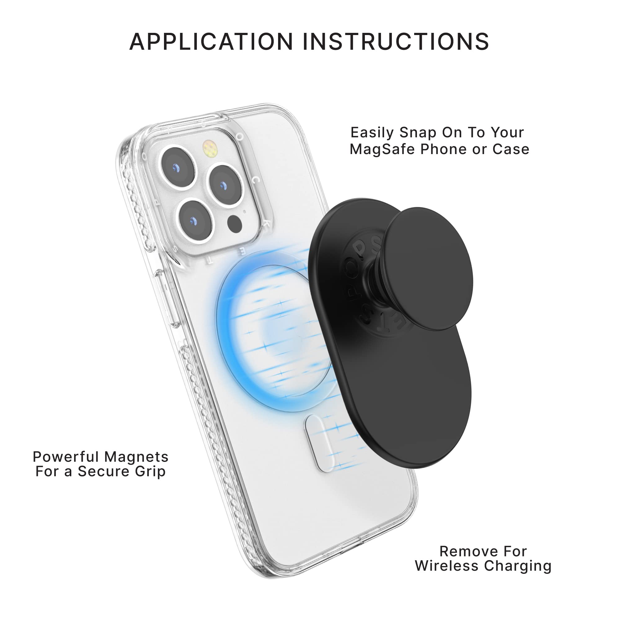 PopSockets: PopGrip for MagSafe - Expanding Phone Stand and Grip with a Swappable Top for Smartphones and Cases for iPhone 12 Series and Up - Black