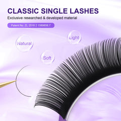 NAGARAKU Extension Eyelash Supplies Classic 1:1 Lashes Individual Volume Lash Extensions Soft Single Eyelashes Natural Semi Permanent Eyelashes Matte Black 16 Rows (0.15mm D Curl 13mm)