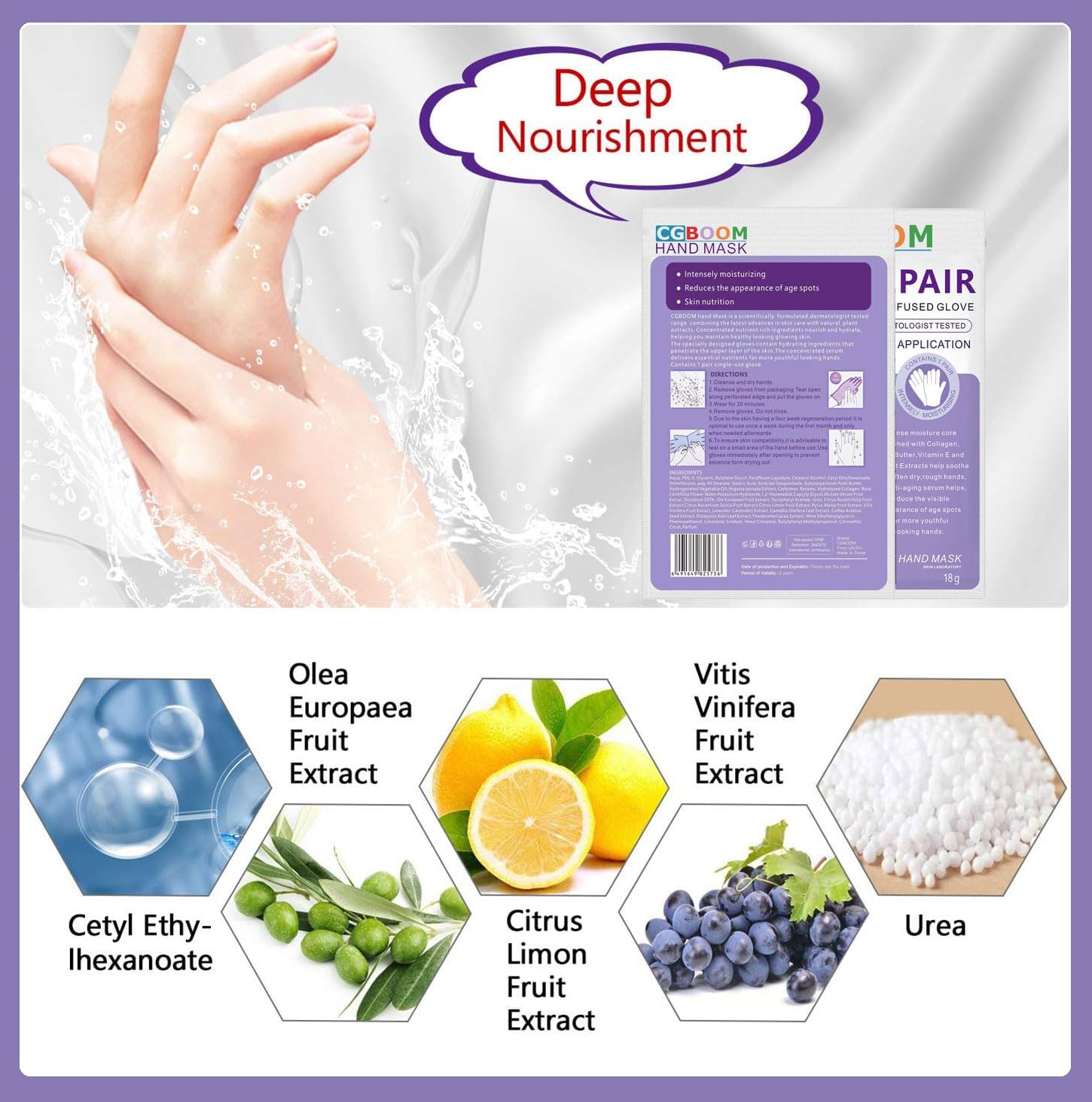 5 Pairs Hands Moisturizing Gloves, Hand Skin Repair Renew Mask Infused Collagen, Vitamins and Natural Plant Extracts for Dry, Aging, Cracked Hands (5 Pairs Hand mask)