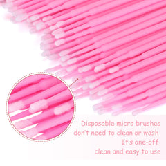 G2PLUS 200PCS Micro Applicators Brushes, Pink Disposable Micro Applicators, Disposable Eyelash Extension Swabs for Eyelashes Extensions