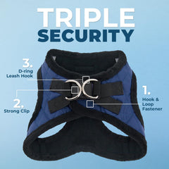 Voyager Step-In Plush Dog Harness – Soft Plush, Step In Vest Harness for Small and Medium Dogs by Best Pet Supplies - Royal Blue Faux Leather, XS (Chest: 13-14.5 inches)