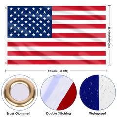 AhfuLife American USA Flag 5ft x 3ft for 4th July Decorations, 1/2pcs Large America Flags - Double Side with Brass Eyelets for Memorial Day Independence Day Veterans Day Party Decorations