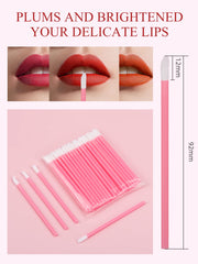 300PCS Disposable Lip Brush for Lipstick: Pink Disposable Lip Wands - Disposable Makeup Brush Set - Lip Mask Applicator Brushes - Lip Gloss Concealer Brushes Application Tool