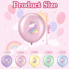 FRIUSATE 20 Pcs Unicorn Party Balloons 5 Colors Unicorn Latex Balloons Unicorn Theme Birthday Party Balloons Unicorn Helium Balloons For Girls Birthday Christmas Baby Shower Party Supplies