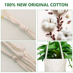 Hanging Planters Baskets, 4 Pack Cotton Rope Macrame Plant Hanger with 4 Hanging Hooks, Wall Hanging Flower Pot Holder for Indoor Outdoor Balcony Decoration - 80CM & 100CM