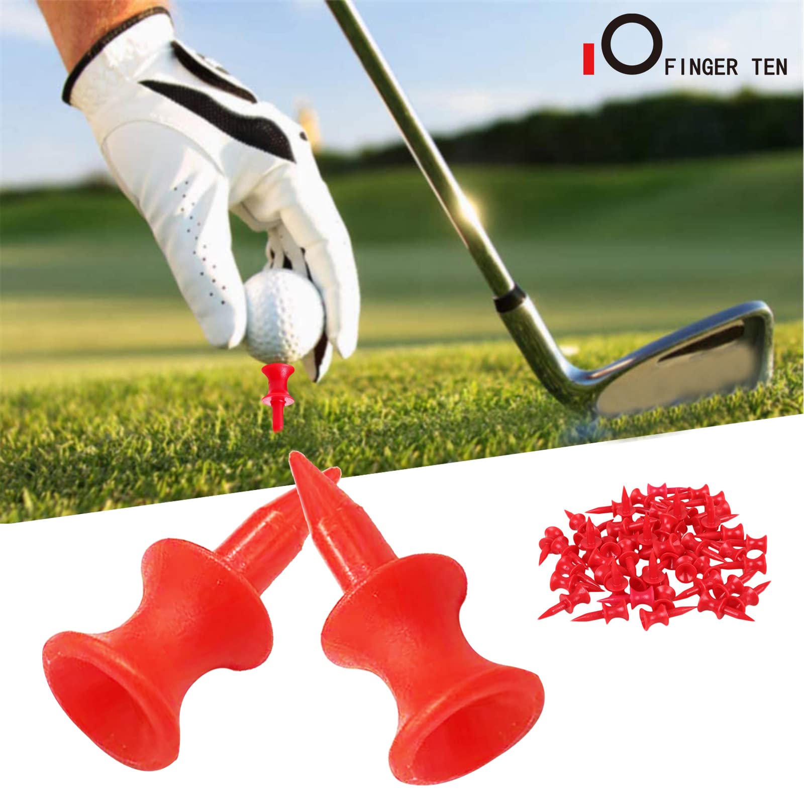 Golf Tees Plastic Castle Small Long Pink Orange Step Down Unbreakable Reusable Value 30 Pack, Tee Professional Height Control 2 3/4, 2 1/4, 2,1 3/4,1 1/2, 1 1/4 inch Bulk Set (30 Pack 1 1/4 inches in Red)