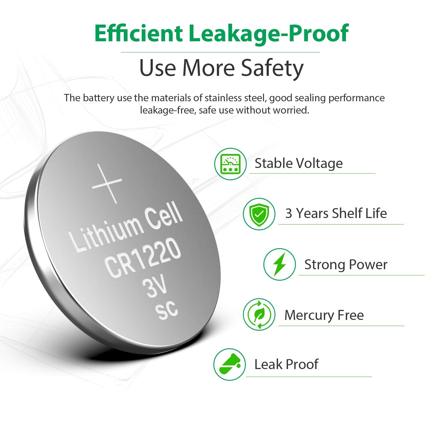LiCB CR1220 Battery 3V Lithium 5PCS (CR 1220 / Batteries CR1220 / DL1220 / ECR1220) for watches,Remotes,LED lights,electronic devices,Toys,Car key,Scales.