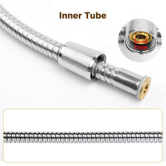 YEAUPE 1.8m(70 inches) Universal Shower Pipe Anti-Kink Standard G1/2 All Copper Connectors Premium Replacement Stainless Steel Hose,Chrome