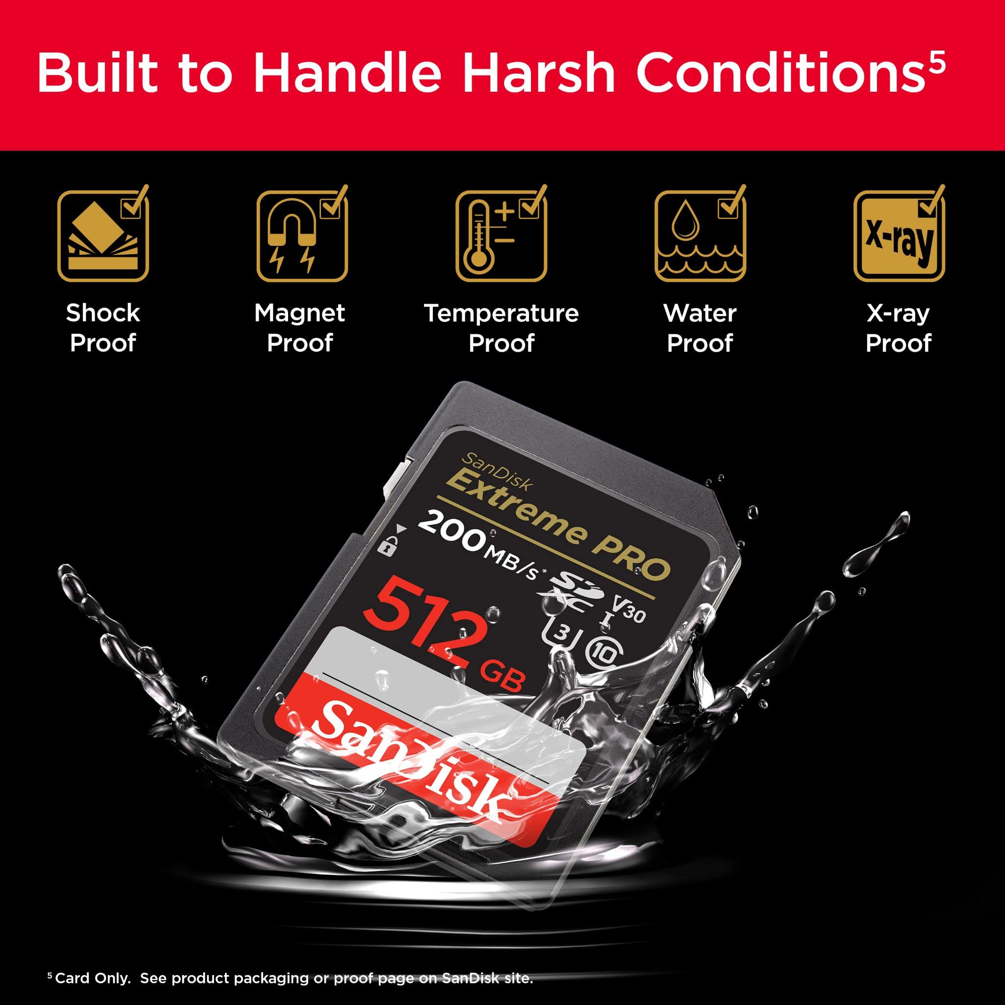 SanDisk 512GB Extreme PRO SDXC card and RescuePRO Deluxe, up to 200MB/s, UHS-I, Class 10, U3, V30