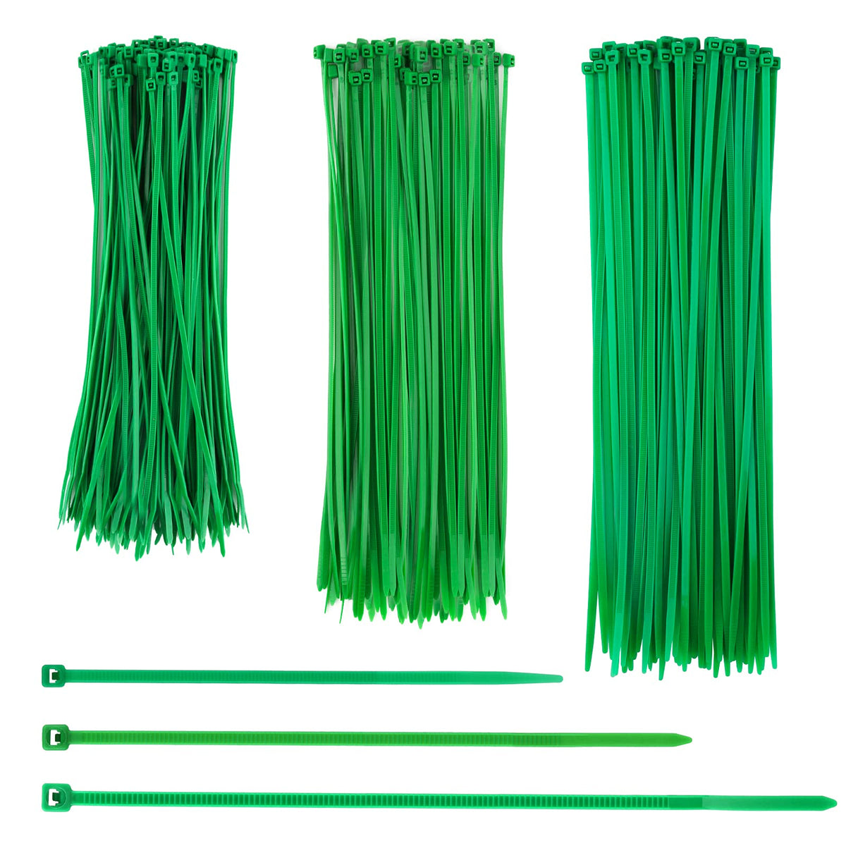 150 Pcs Green Cable Ties Set Plant Support Twist Ties Adjustable Garden Ties Self-Locking Multiple Uses Cable Ties for Home Garden Tree Potted Plants (20cm,25cm,30cm)