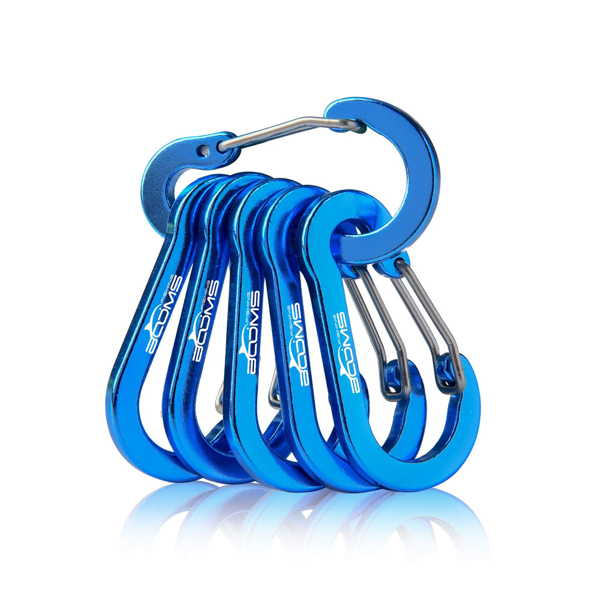 Booms Fishing CC1 Multi-Use Carabiner Clip, 6 Pack Small Caribeener Clips, Mini Keychain Caribeaner Clip 2 inch, Aluminum D Ring Carabiners, Blue