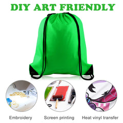 FEPITO 2 Pack Drawstring Backpack Bags Sack Cinch Bag String Backpack for Gym Traveling, Dark Green