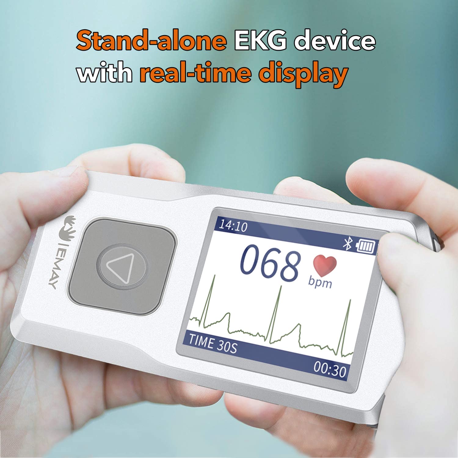 EMAY Bluetooth Portable ECG/EKG Monitor (for iPhone & Android, Mac & Windows)   Wireless Personal ECG Monitor Works with Smartphones   Records Rhythm & Heart Rate, Gives Instant Detections (EMG-20)