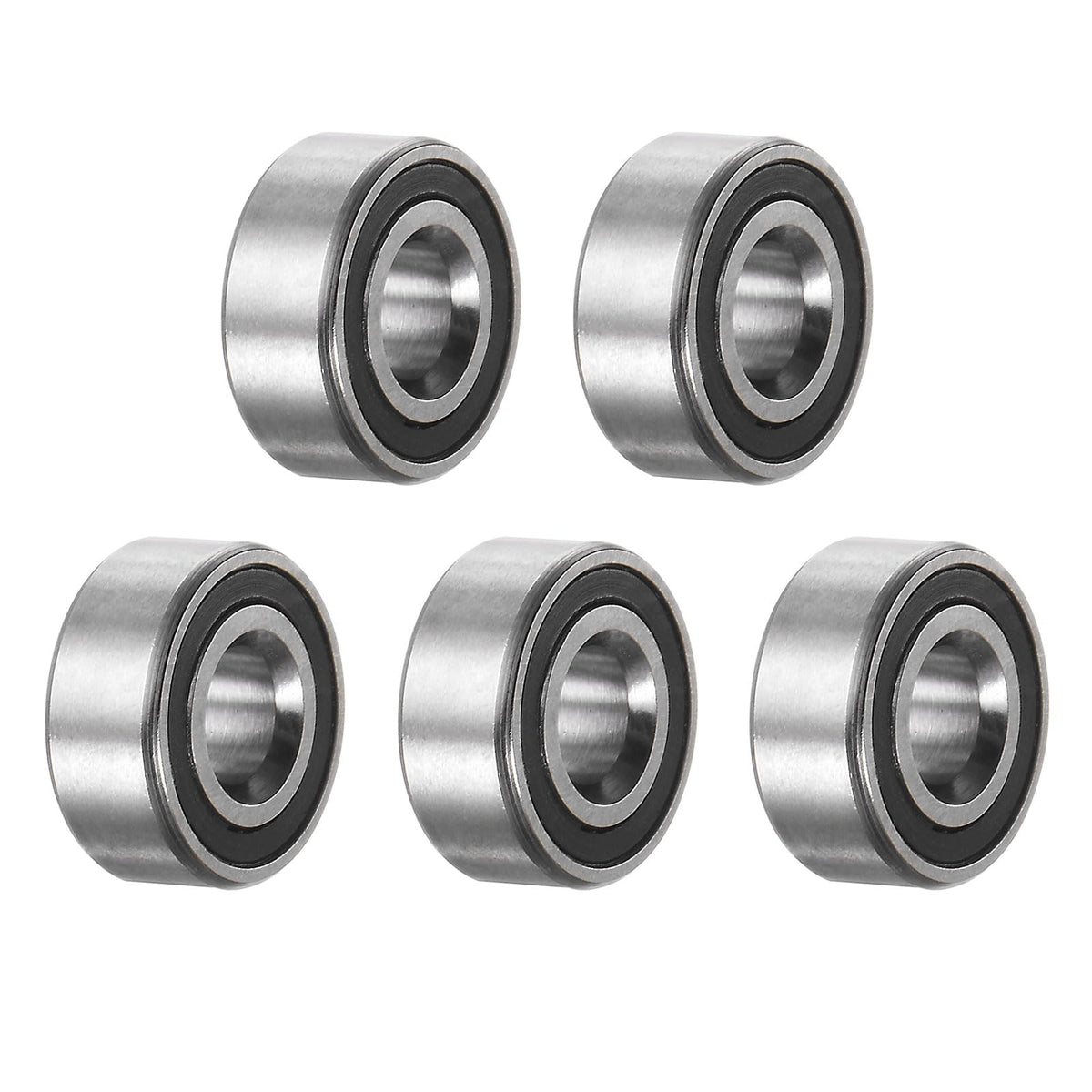 sourcing map 5pcs MR104-2RS Deep Groove Ball Bearings 4x10x4mm Chrome Steel Miniature Bearing Double Sealed Precision Bearings, P6 (ABEC 3)