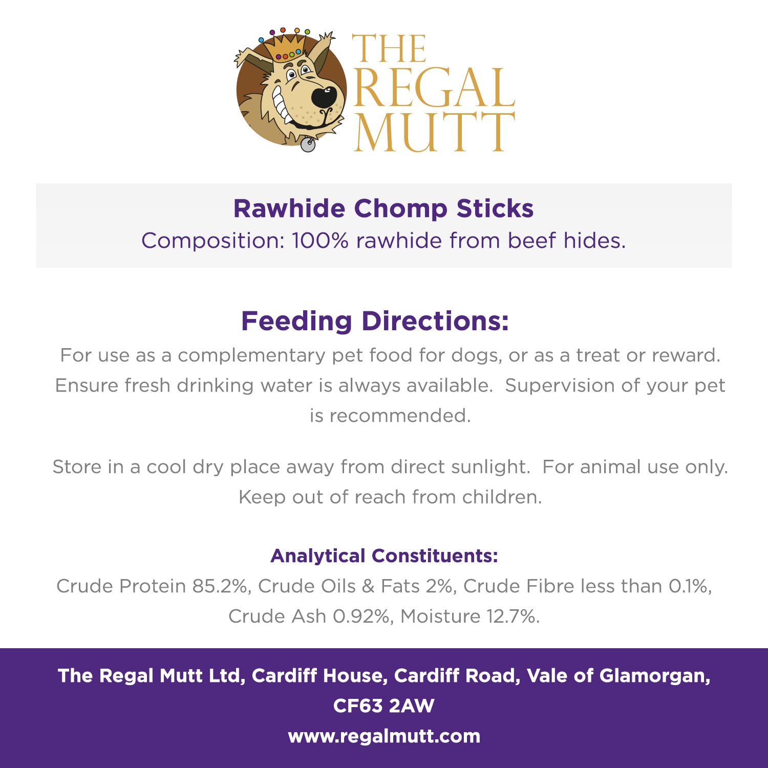 The Regal Mutt - Rawhide Chomp Sticks - Pack of 100 (115mm x 5/9mm)