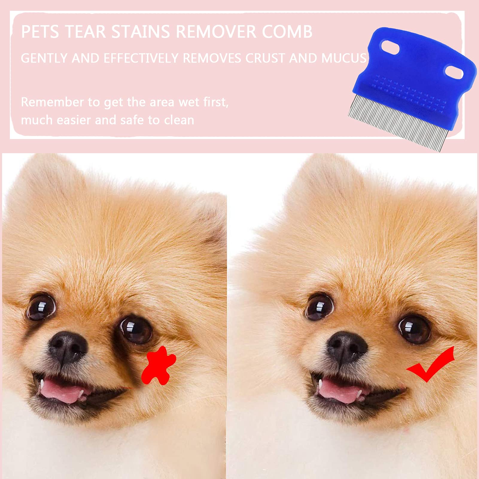 Flea Comb for Cat Dog, 4 PCS Flea Removal Lice Combs Fine Tooth Comb Grooming Set Remove Float Hair Tear Marks Tick Removal Tool