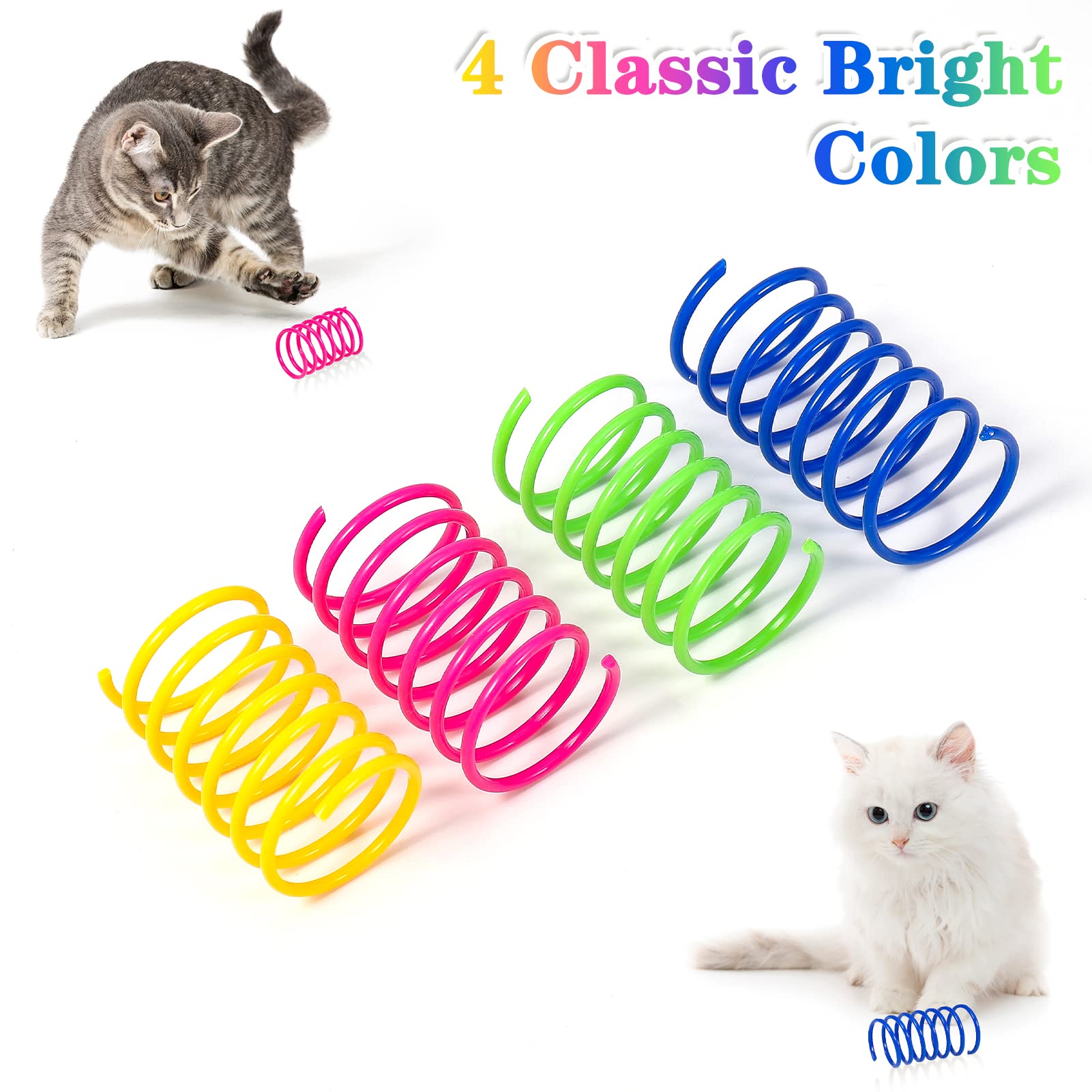 Fuyamp 16 Pcs Cat Colorful Springs Toys, Cat Spring Toys for Kittens, BPA Free Plastic Interactive Toys to Keep Fit for Swatting, Biting, Hunting Healthy Play Kitten Toys