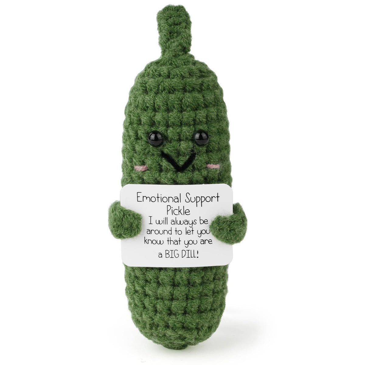 Aolso Funny Positive Doll Vegetable, Knitted Positive Cucumber with Positive Card, Good Luck Gifts, Funny Gifts, Positive Doll Pocket Hug for Birthday Gift Party Decoration