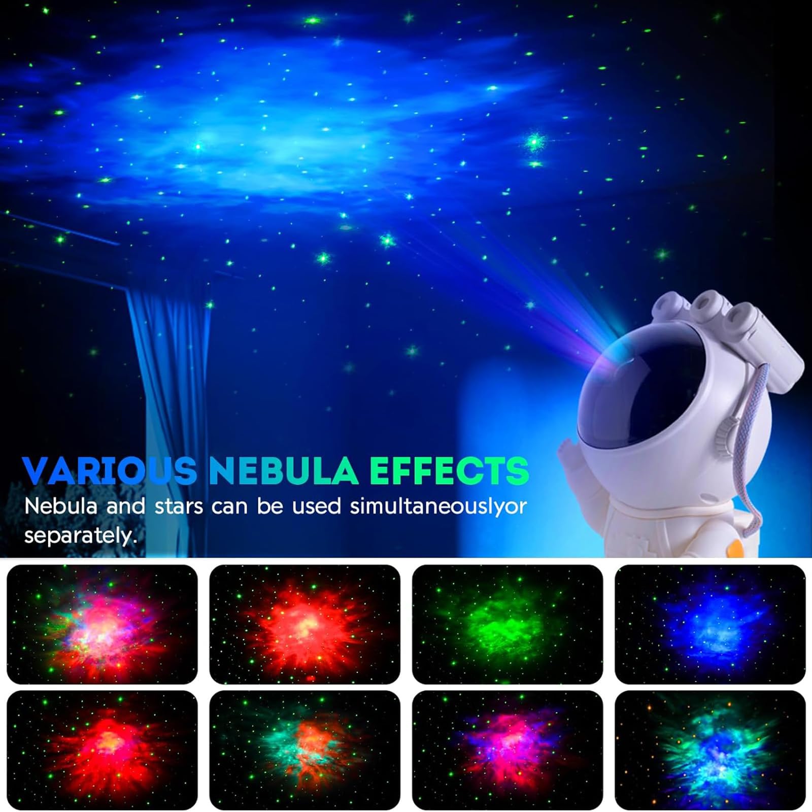 Astronaut Galaxy Star Projector Starry Night Light, Astronaut Light Projector with Nebula,Timer and Remote Control, Bedroom and Ceiling Projector, Gifts for Children and Adults, White