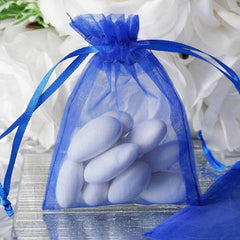 G2PLUS Blue Organza Gift Pouches, 7x9 CM Small Organza Favour Bags, 100 PCS Wedding Jewelry Bags, Clear Mesh Pouches Perfect for Wedding, Christmas, Birthday, Anniversary