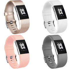 Vancle Pack 4 Replacement for Charge 2 Strap, Watchbands Soft Comfortable Accessory Straps for Fitbit Charge 2 (04 Champagne,Grey,White,Blush pink, S)