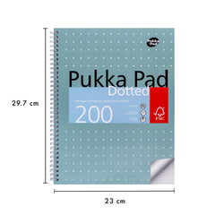 Pukka Pad, A4 Dotted Metallic Jotta Book for Graphing, Art, Bullet Journaling – 3 Pack – 29.7 x 23cm – Wirebound Notebook with 80GSM Paper, 4-Hole Margins and Perforation - 200 Pages, Grey