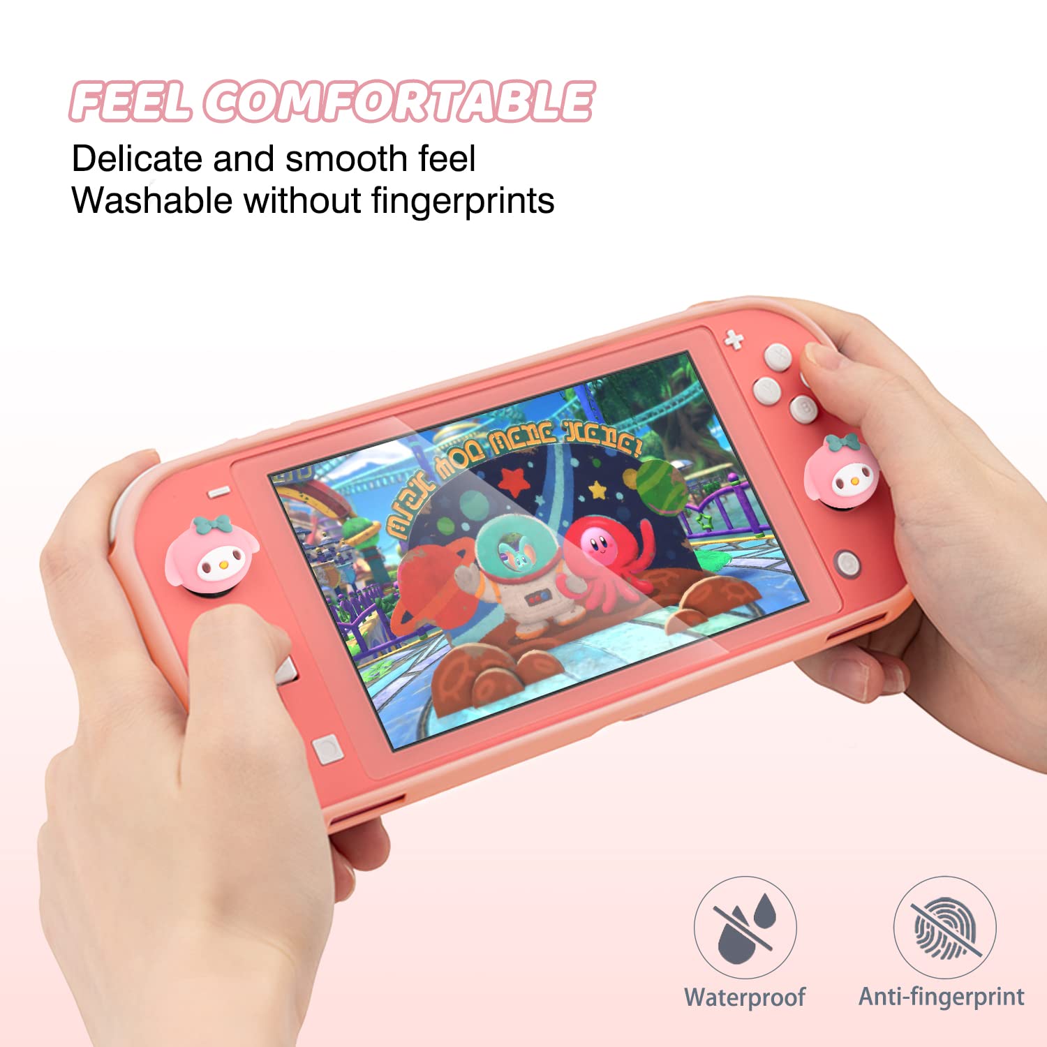 DLseego Protective Case Compatible with Switch Lite, Switch Lite Accessories and Soft Switch Lite Cover with 2 *Switch Lite Thumb Grip Caps- Pink Bunny