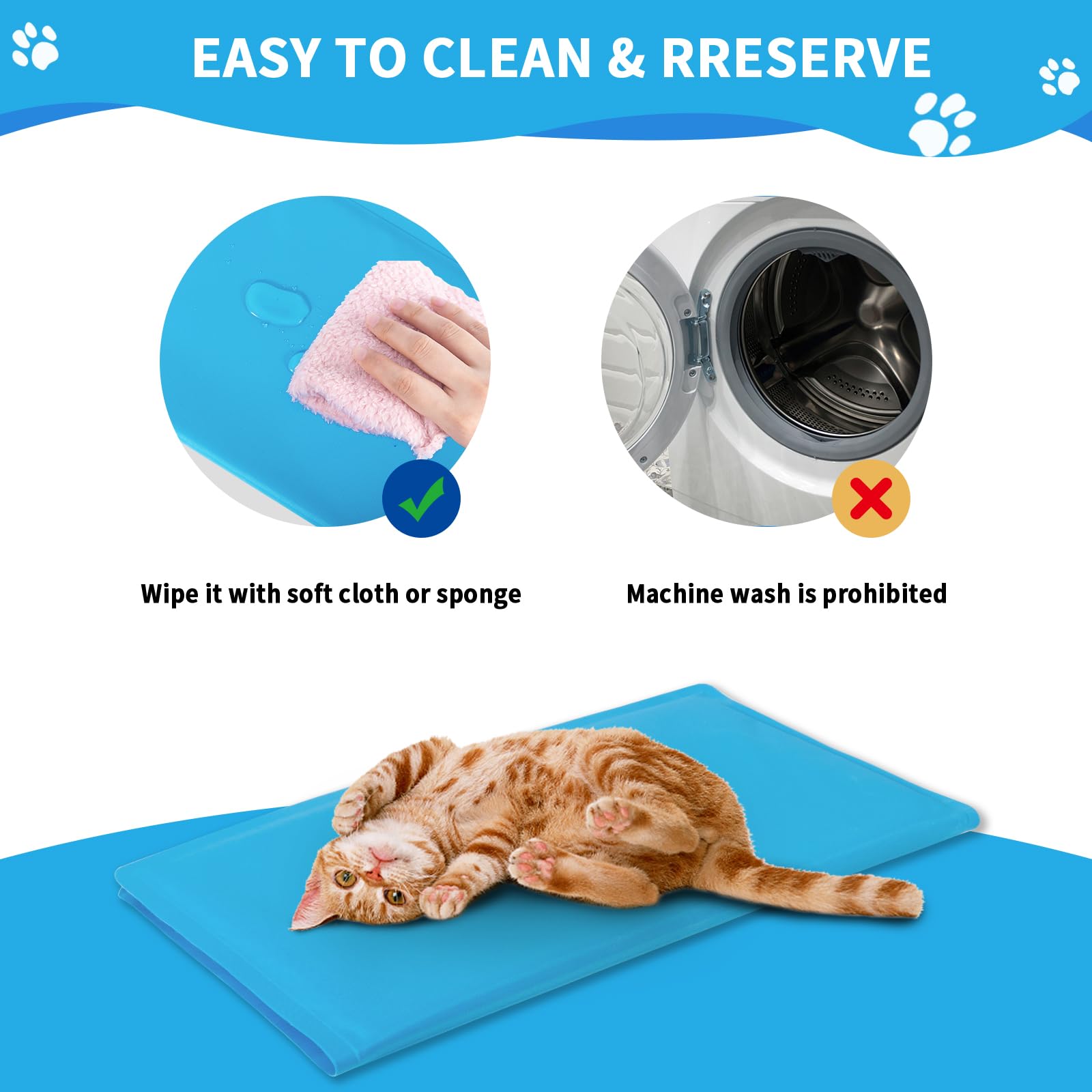 SNMIX Cat Cooling Mat/Dog Cool Mat, Non-Toxic Gel Self Cooling Pet Pad for Dogs Cats in Hot Summer - Durable 450 Micron Oxford Fabric Anti-Scratch, 40 x 30cm