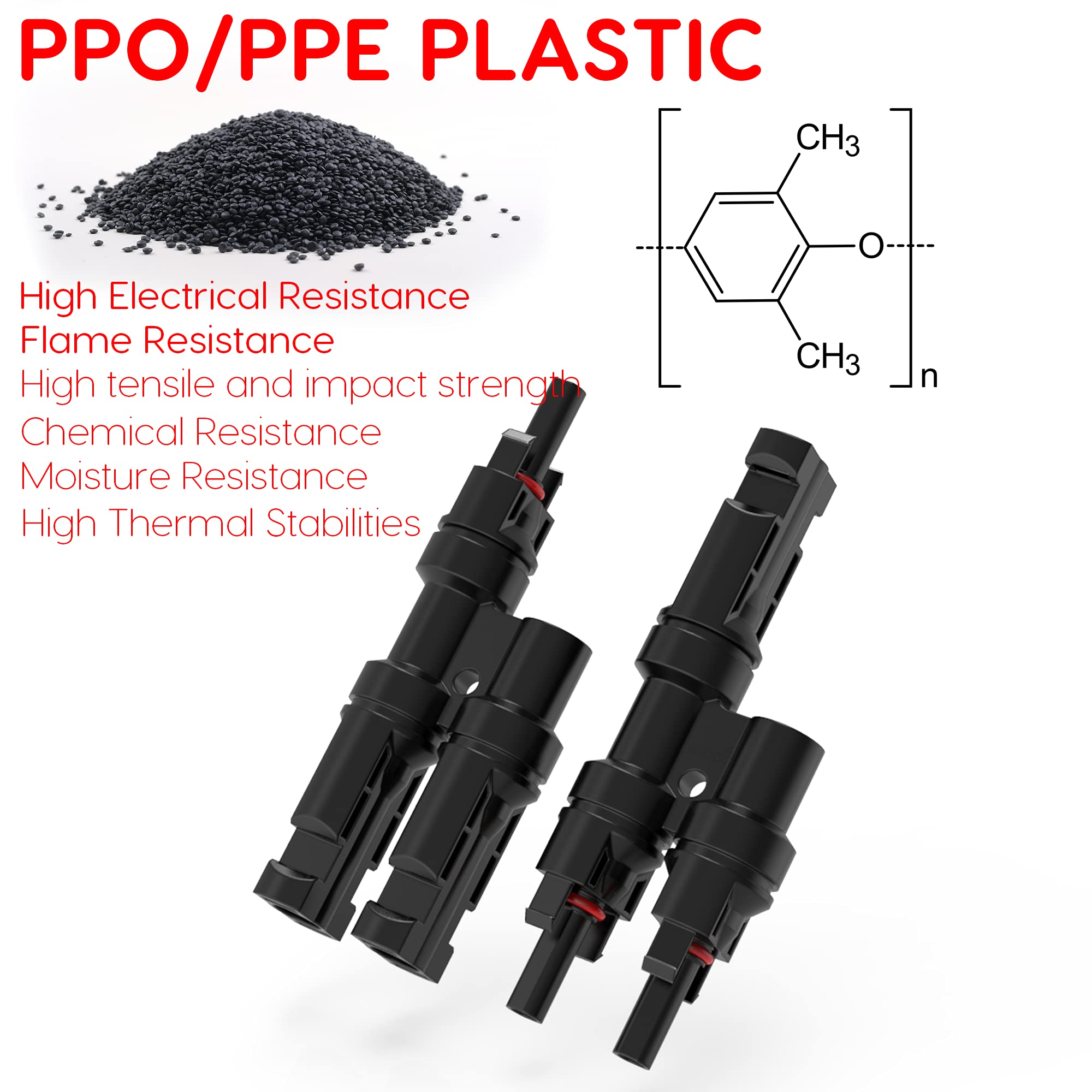 Solar Branch Connector, Durable Solar Panel Branch Connectors, T Branch Easy-to-Use 2 to 1 T -Splitter - Sudoo