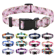 Mihqy Dog Collar for Medium Dogs, Cute Small Medium Large Dog Pet Collar, with Floral Patterns, Soft Adjustable for Boy Girl Female Male Puppy Dog Collar(Pink White Flower,M)