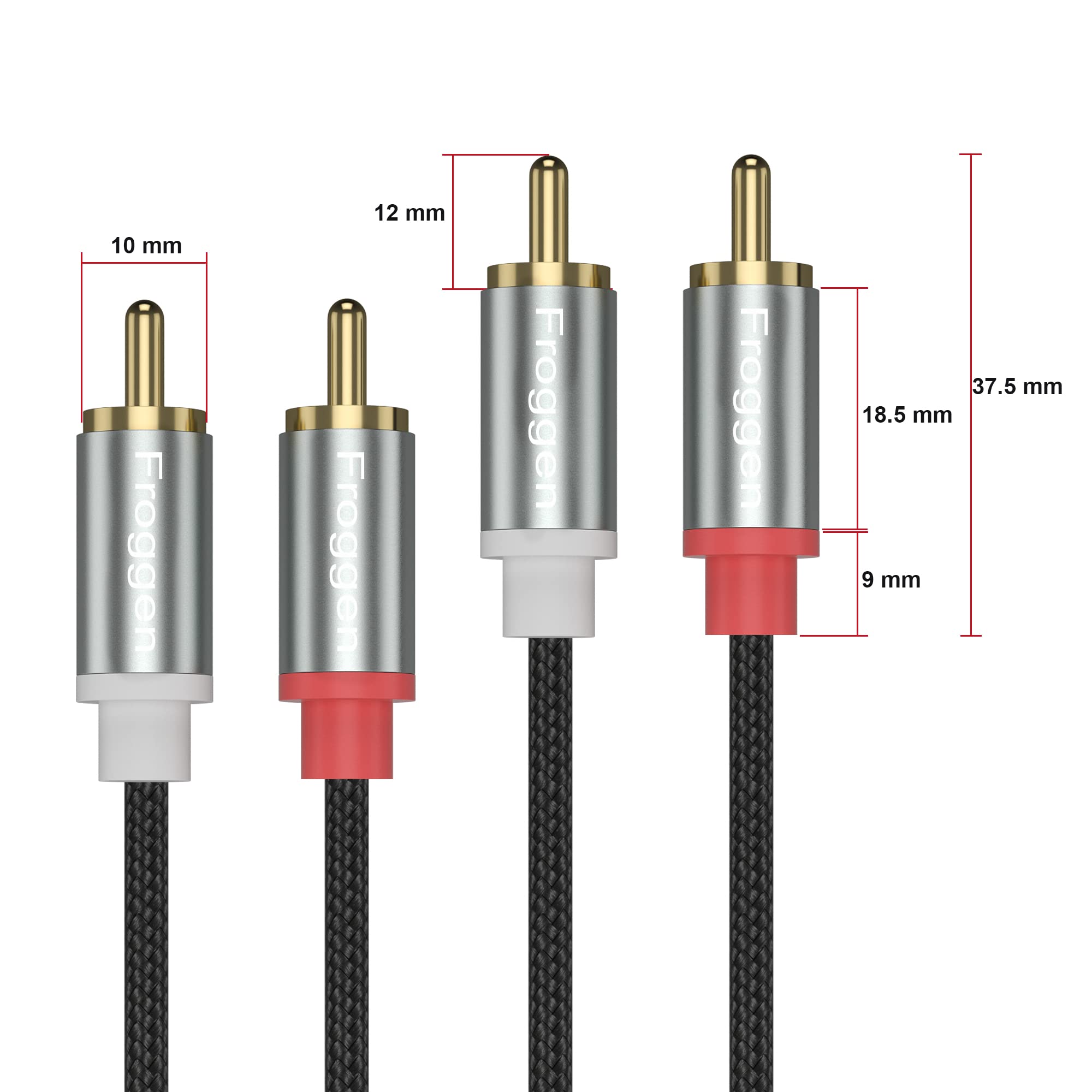 RCA Cables, Phono to Phono Cable Froggen 2 RCA Cable Male to Male Audio Cable phono leads rca to rca cable red and white audio cable for Speaker, AMP, Turntable, Receiver, Home Theater, Subwoofer