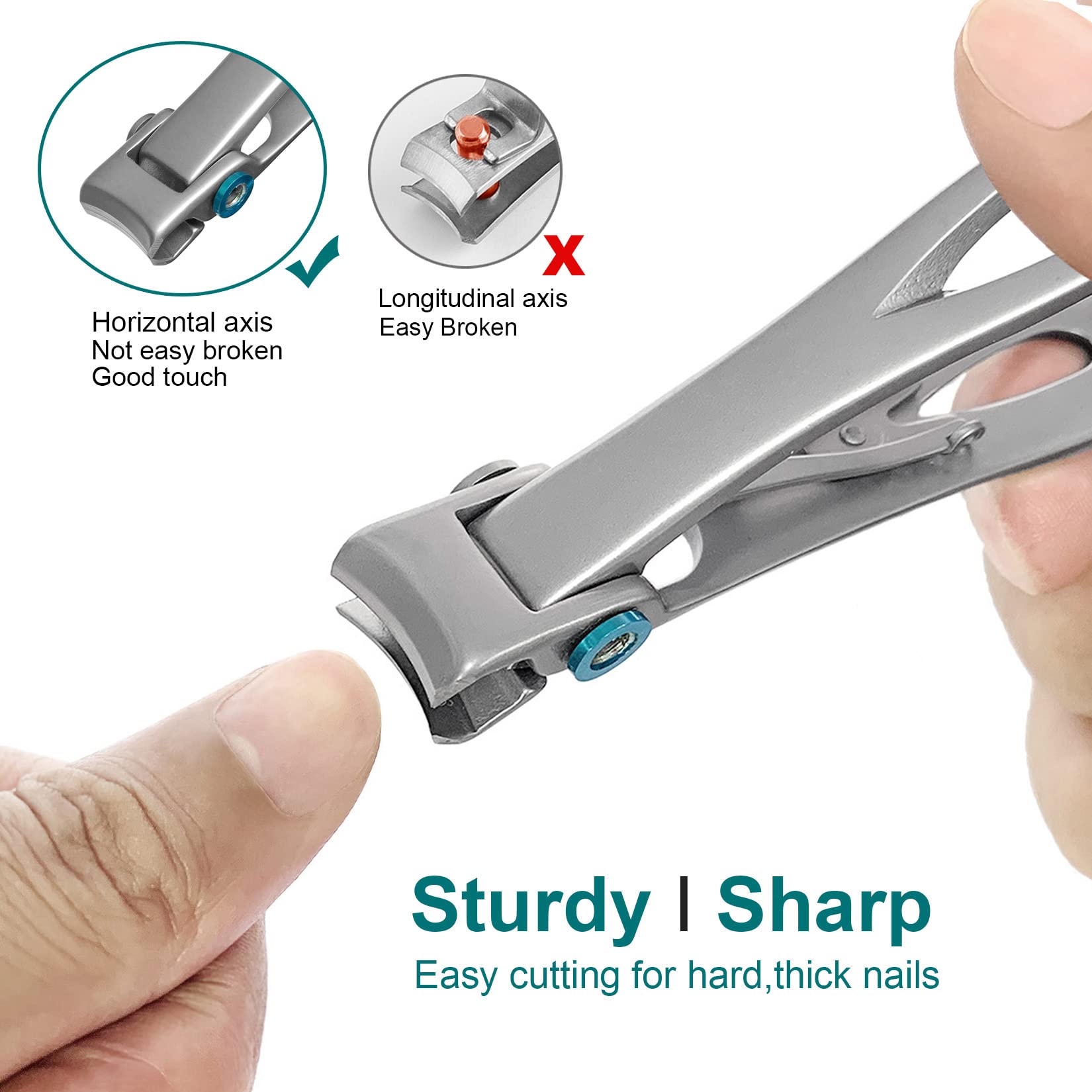 VOGARB Nail Clippers for Thick Nails Wide Jaw Opening Fingernail Toenail Cutter with Nail File Set for Ingrown Tough Nail Extra Large Trimmer for Men,Women,Adult,Seniors,Deluxe Sturdy (M2P007S)