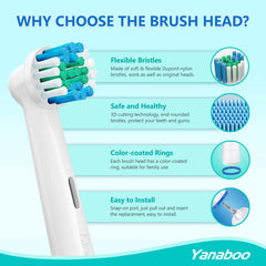 Yanaboo Toothbrush Heads Compatible with Braun Oral B Electric Toothbrushes, Precision Clean Replacement Brush Head Fit Professional Care and More Vitality Pro Smart Genius Series (Pack of 8)