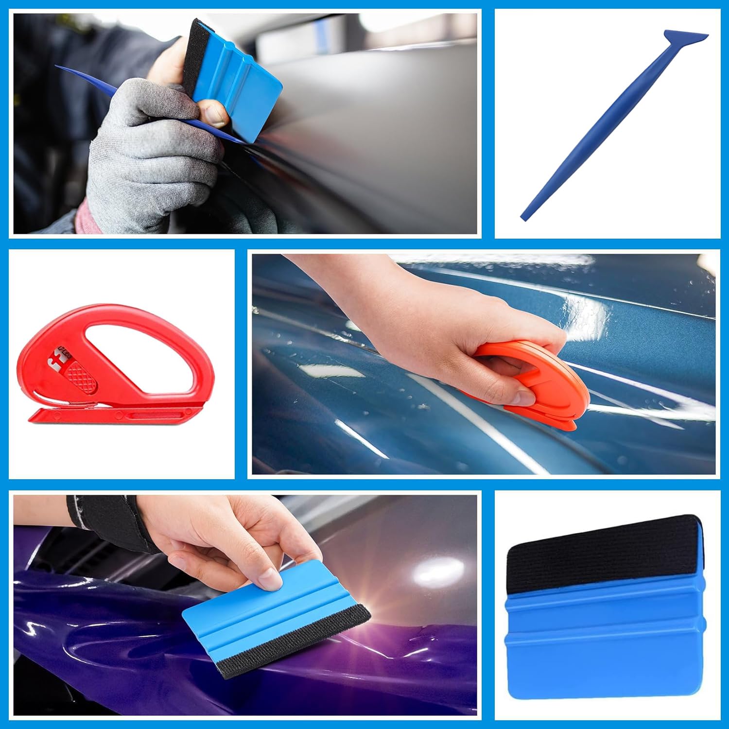 RHZXD 10 Pcs Car Vinyl Wrap Tool kit, Wallpaper Smoothing Tool, Vinyl Squeegee, Vinyl Trimming Tool for Car Wrapping and Install Wallpaper