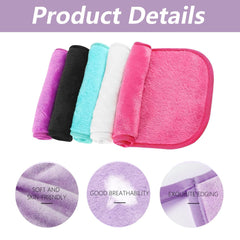 5Pack Reusable Make Up Remover Cloth Flannel Face Cloths Face Wipes Microfibre Face Cloth Suitable for Sensitive Skin Towel Washable 5 Colors (BlackandVioletandCherry RedandGreenandWhite)