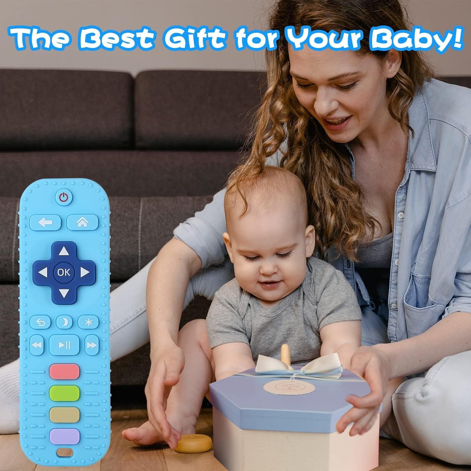 TKLake Baby Teething Toys,Soft Silicone Remote Control Baby Toys for 0-6 Months Infant Toddlers Teether Chew Massage Gift Remote Control Baby Toys for Toddlers Boys Girls(Blue)