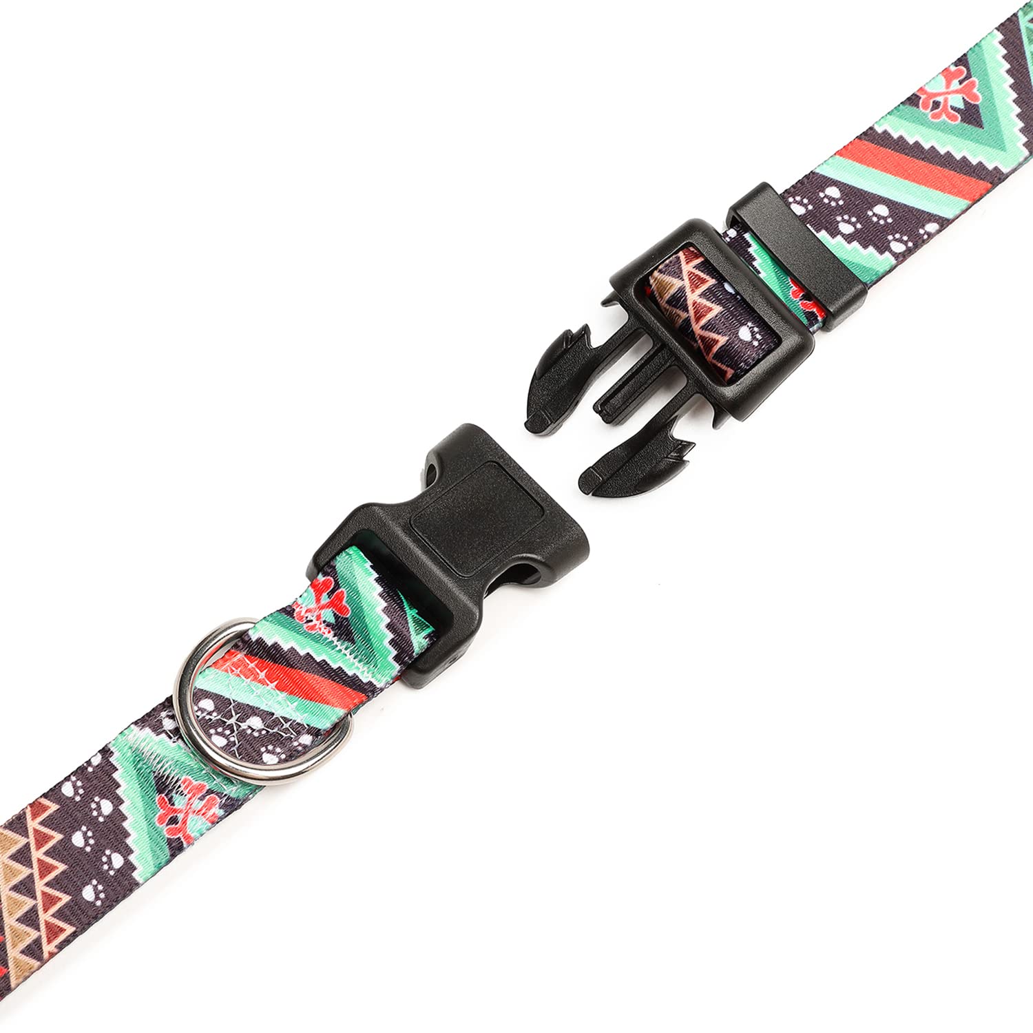 Mercano Adjustable Dog Collar - Special Design Patterns, Soft Nylon Comfortable Durable Pet Collar for Small Medium Large Dogs (L, Ethnic Green)